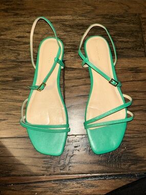 Ann Taylor Green Strappy Square-Toe Sandals